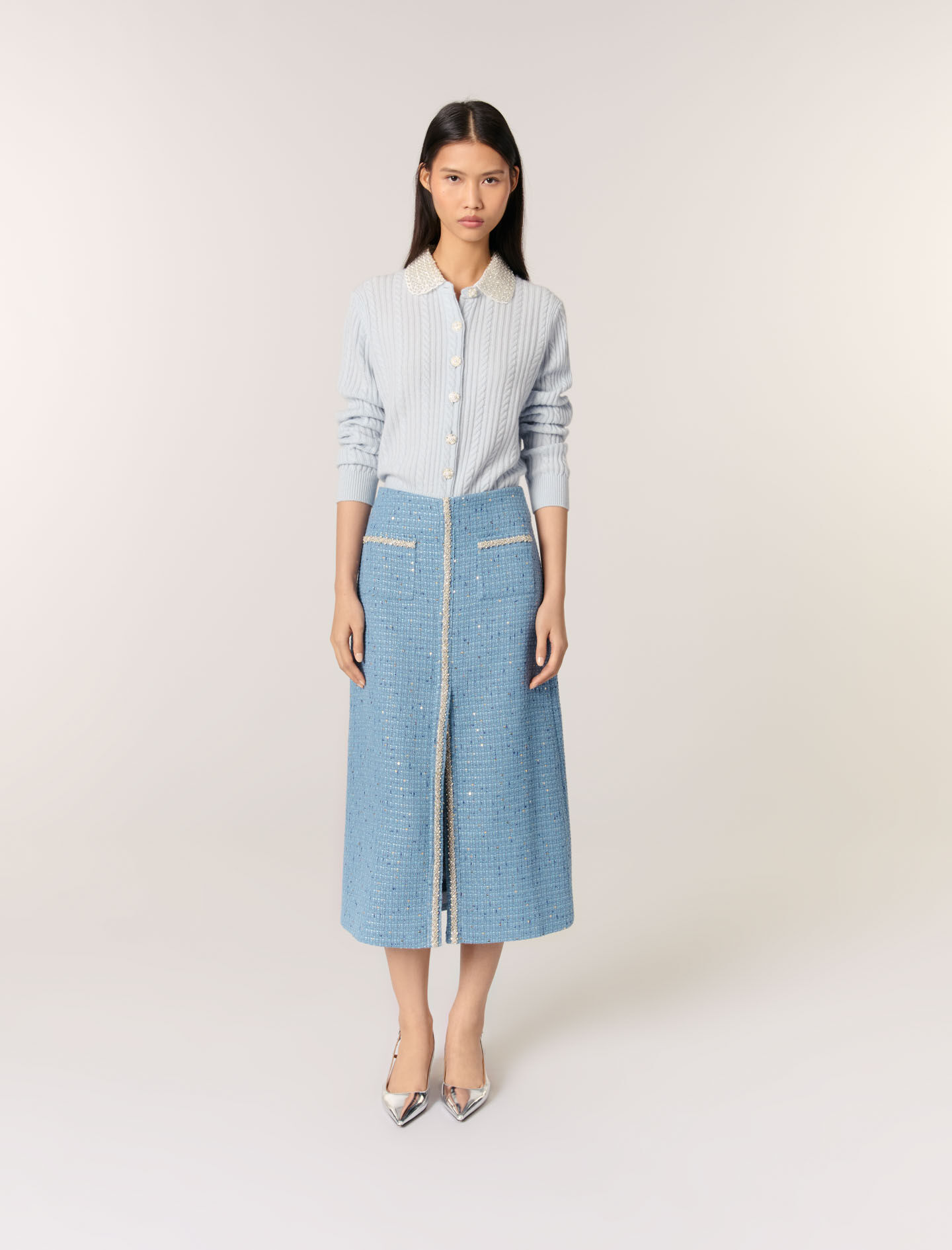 Maje green midi skirt store