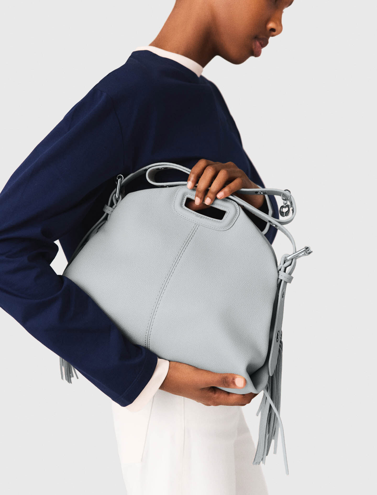 Grained leather Miss M bag Black / Gray For Women | Maje
