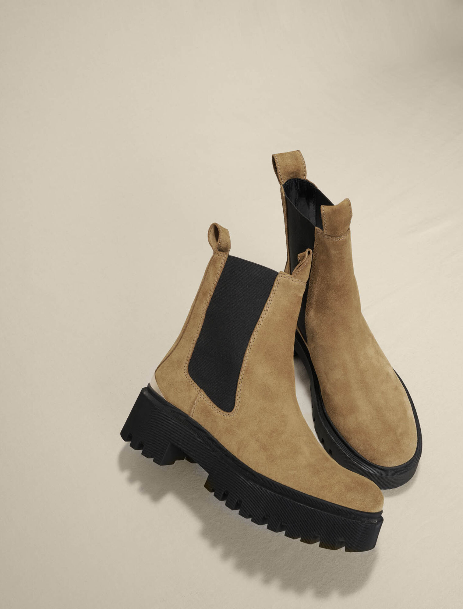 Leather platform ankle boots