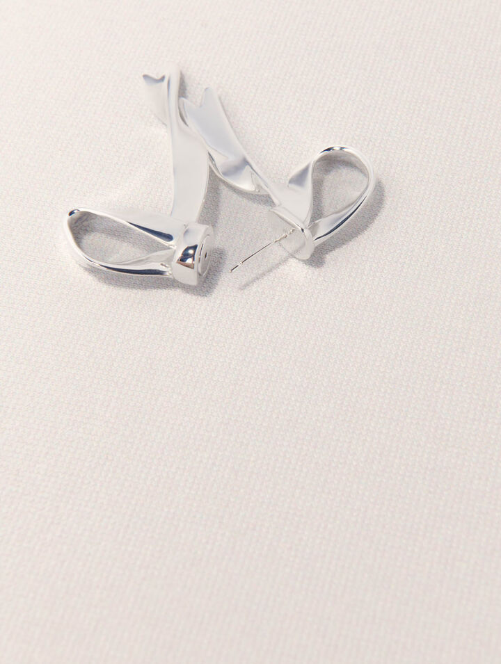Silver bow earring