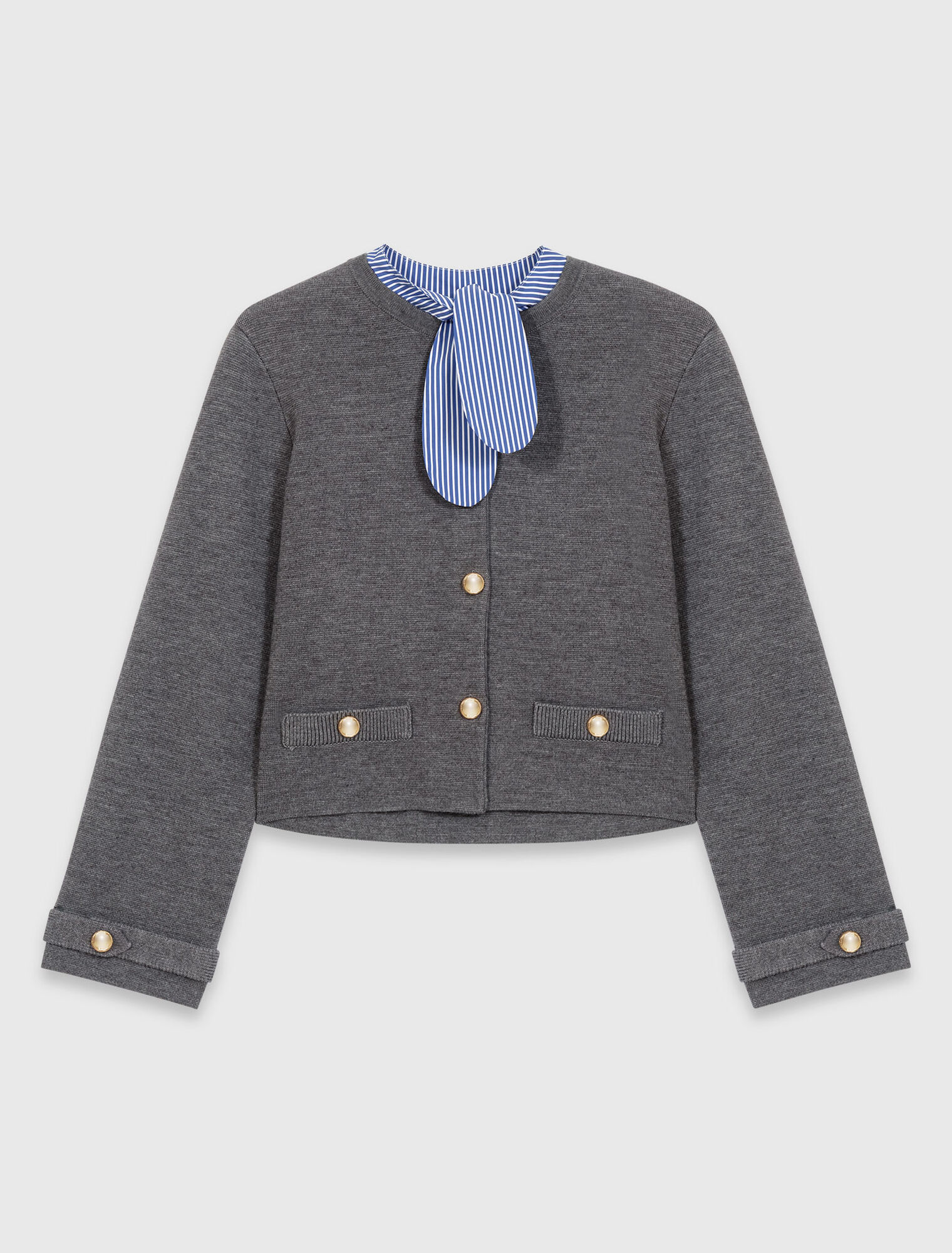 Removable striped collar cardigan