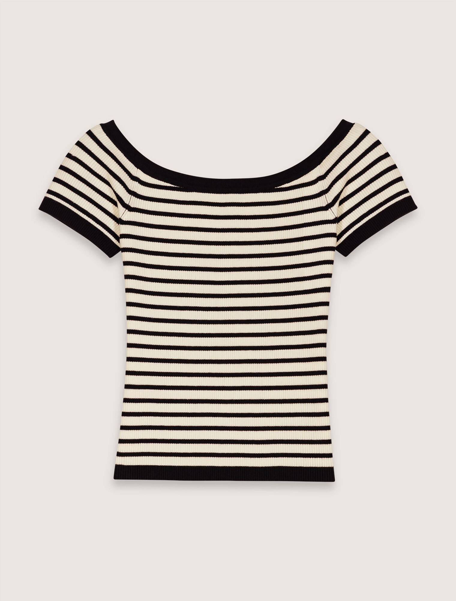 Rib knit top with boat neck