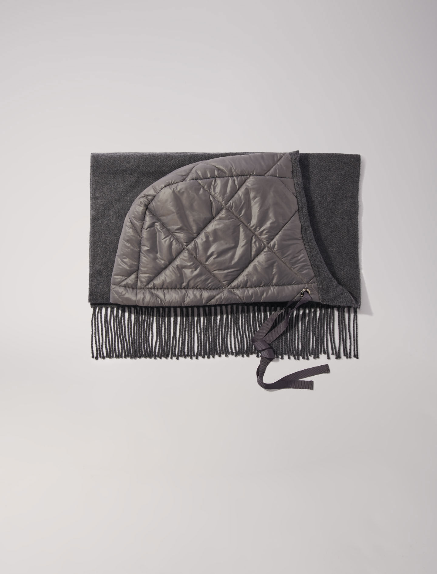Hooded wool poncho Black / Gray For Women | Maje Hooded wool poncho Black / Gray For Women | Maje