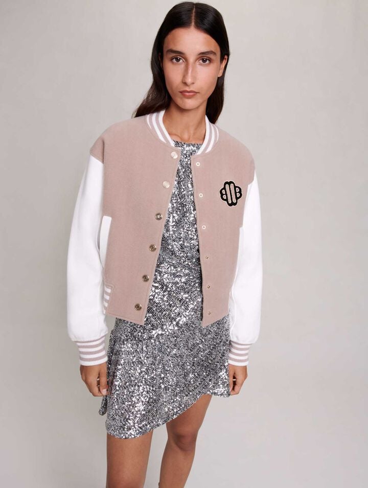 Knit bomber jacket with wool
