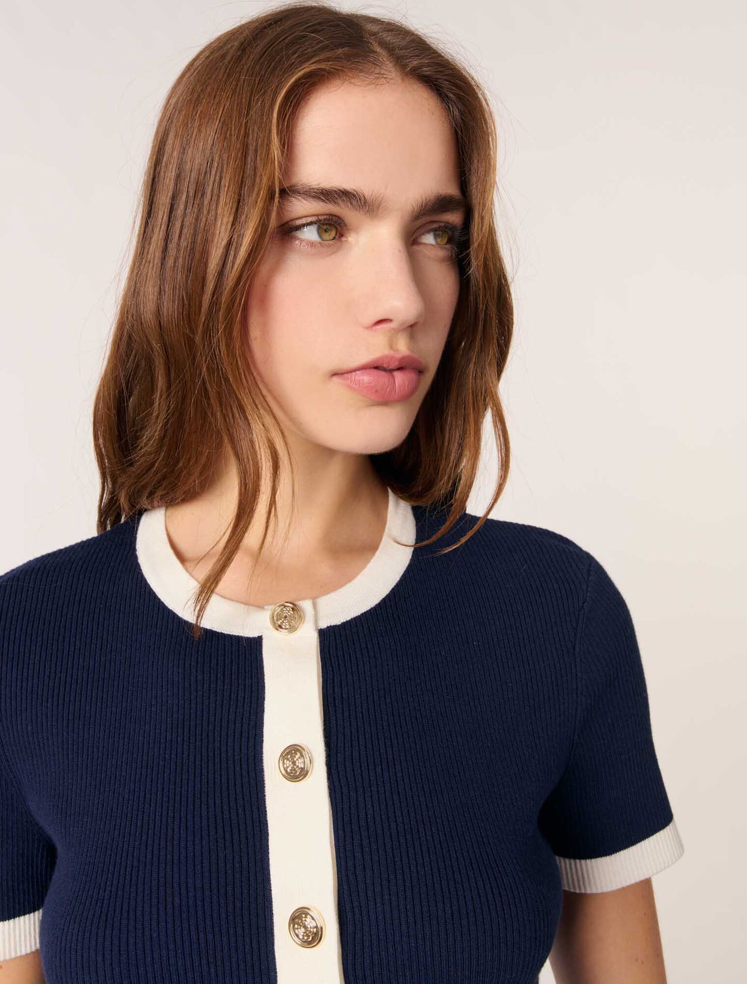 Cropped short sleeve cardigan