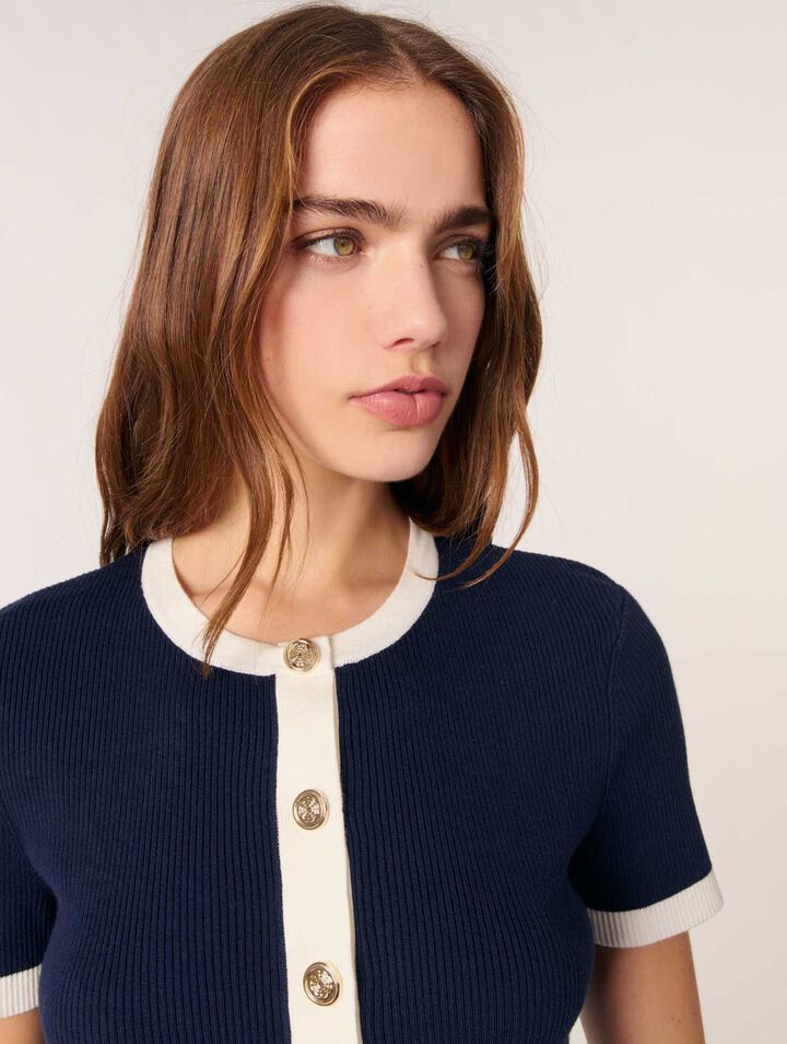 Cropped short sleeve cardigan