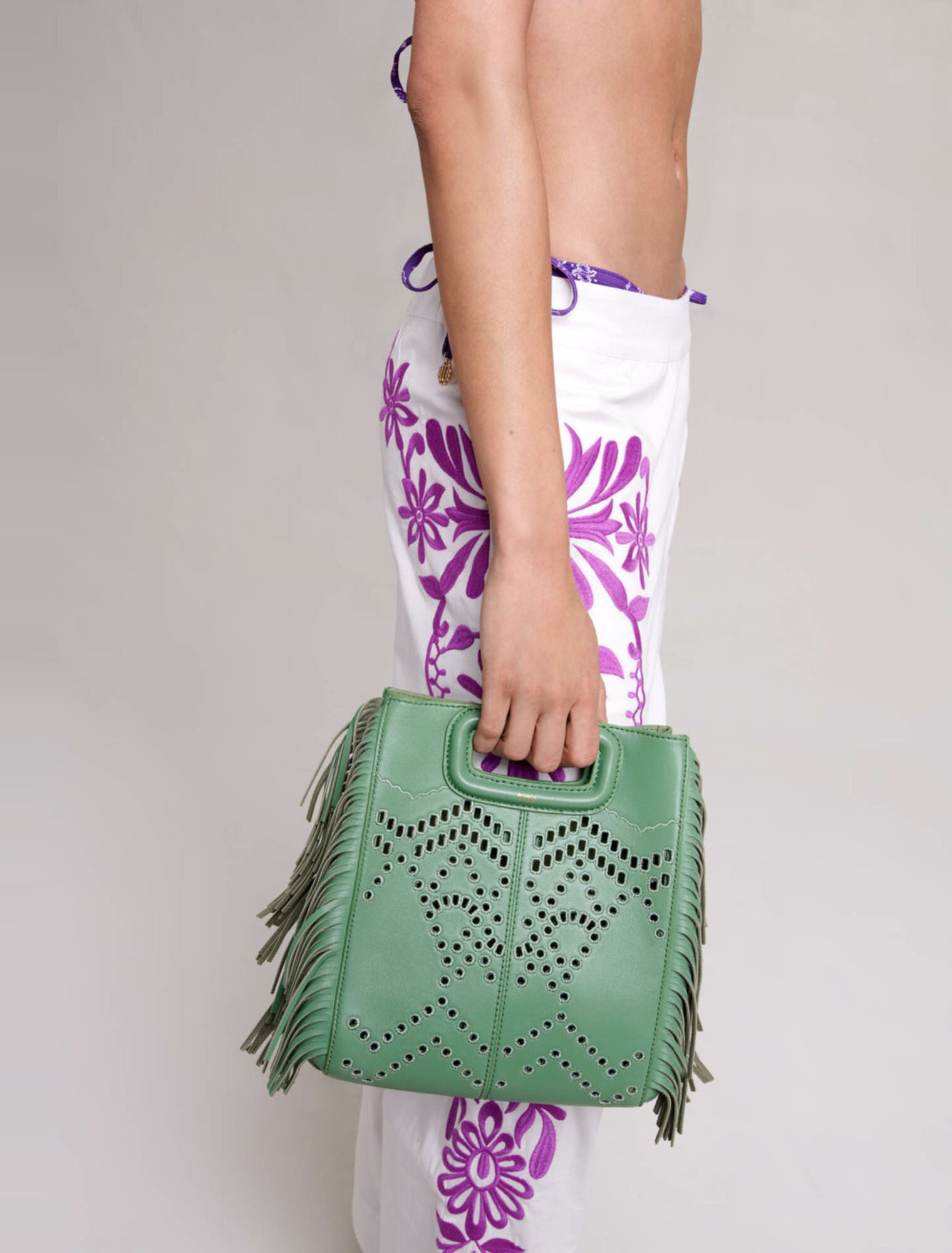Embroidered wide-leg trousers