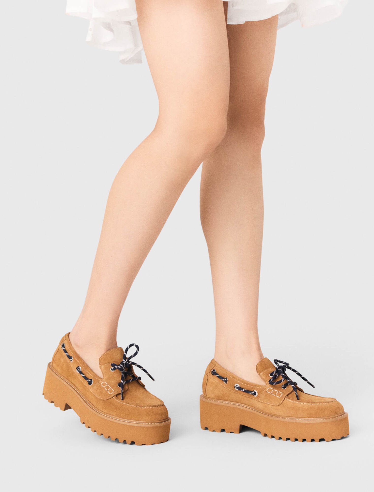 Suede platform boat shoes