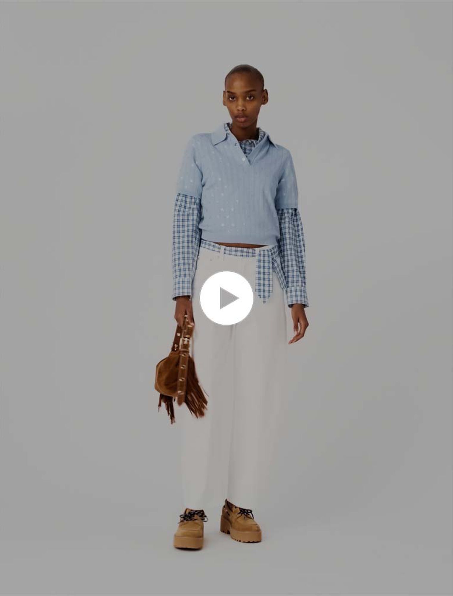 Cropped sweater with rhinestones