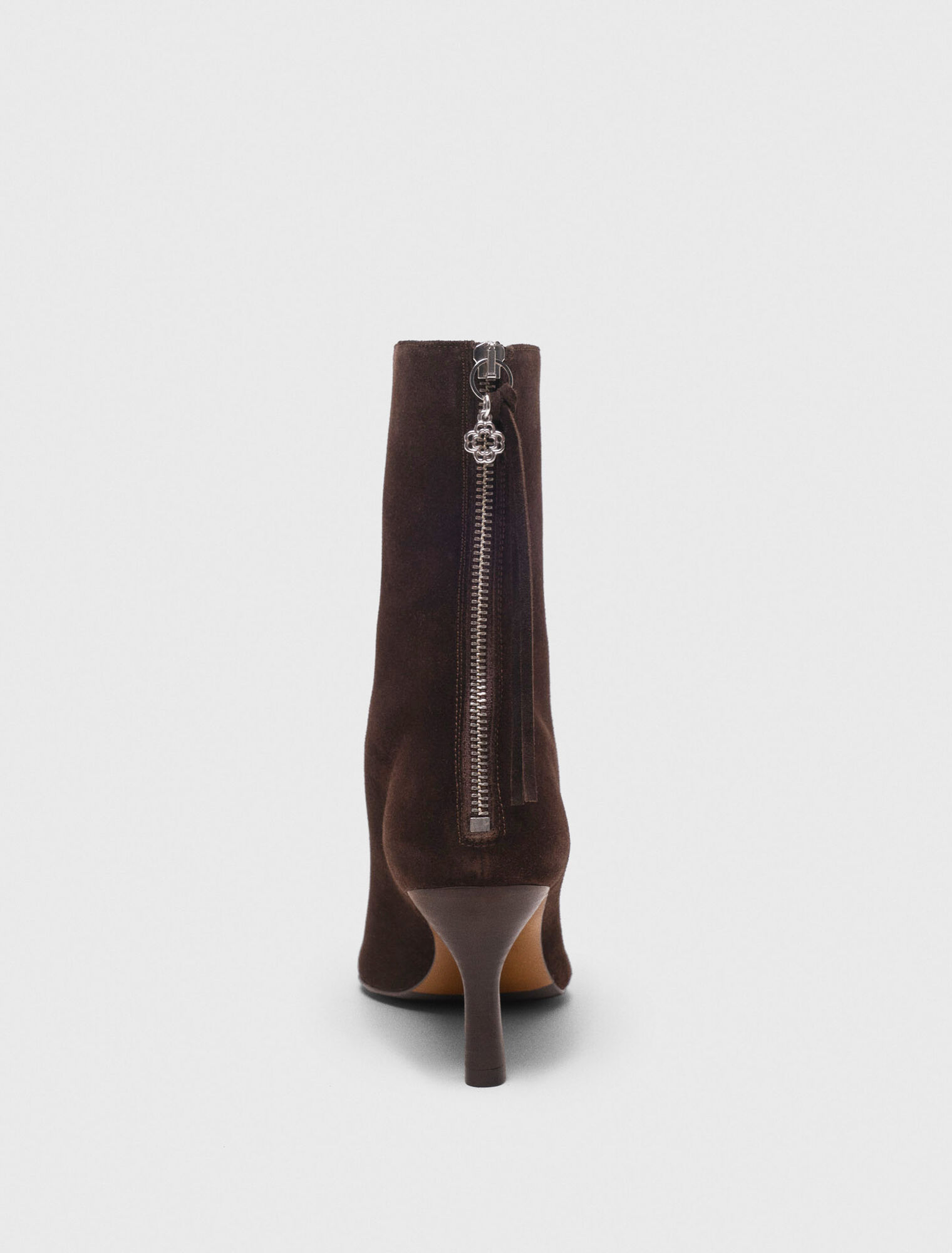 Chocolate Brown zipped suede ankle boots
