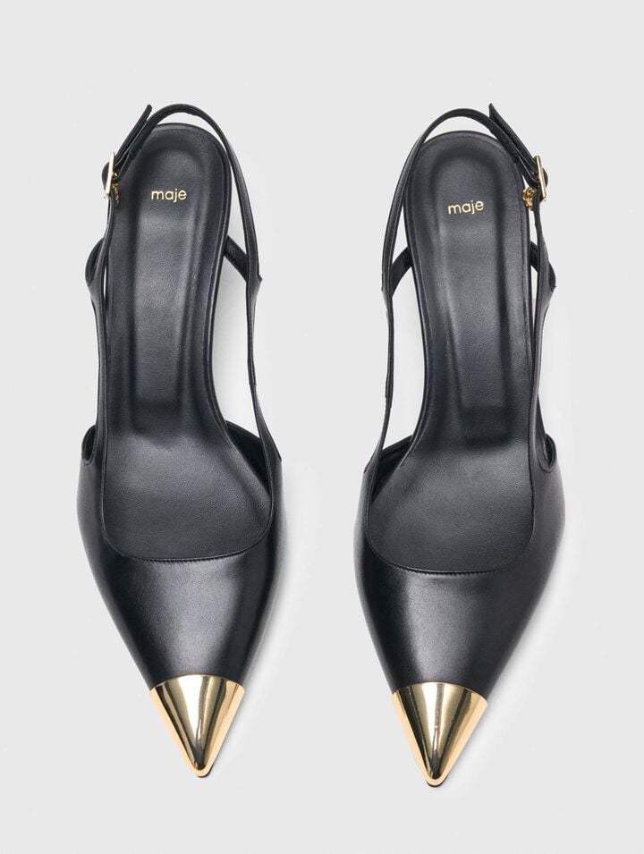 Smooth leather slingback pumps