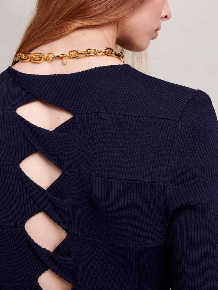 Long cut-out knit dress