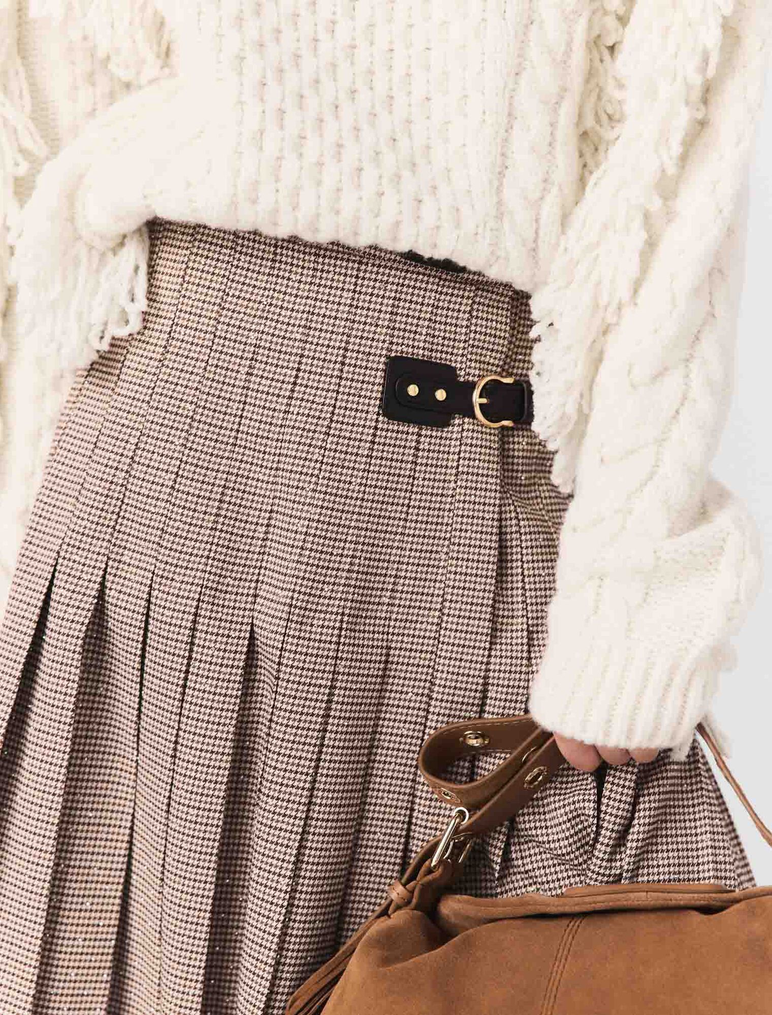 Pleated checked midi skirt Pleated checked midi skirt