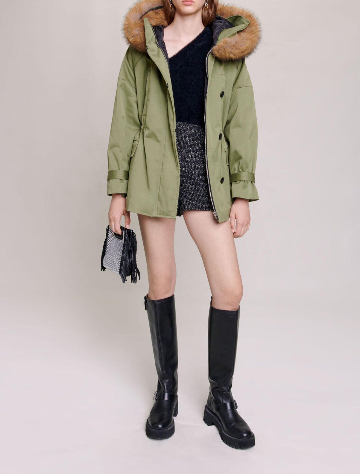 Short hooded parka