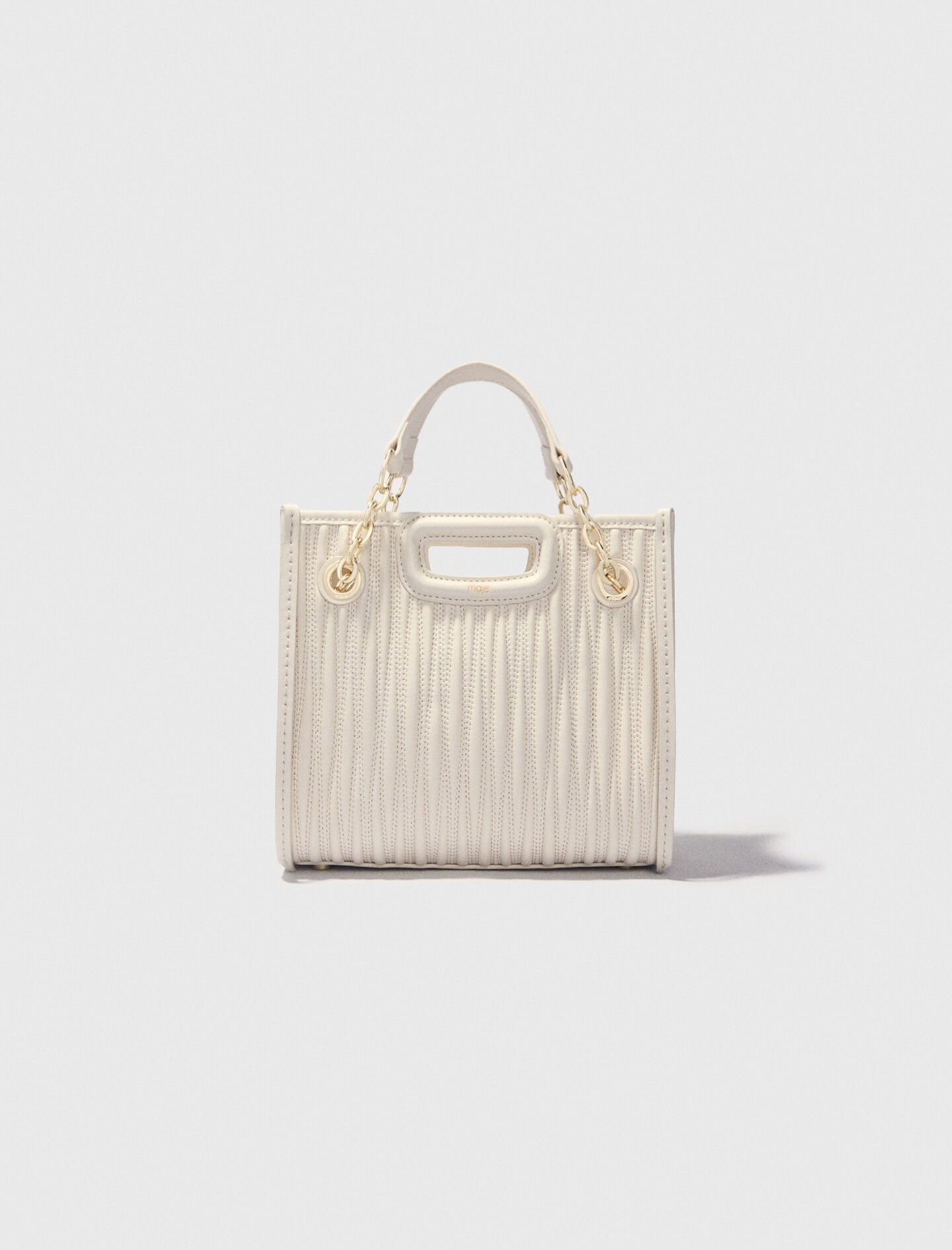 Mini quilted leather tote bag White For Women | Maje
