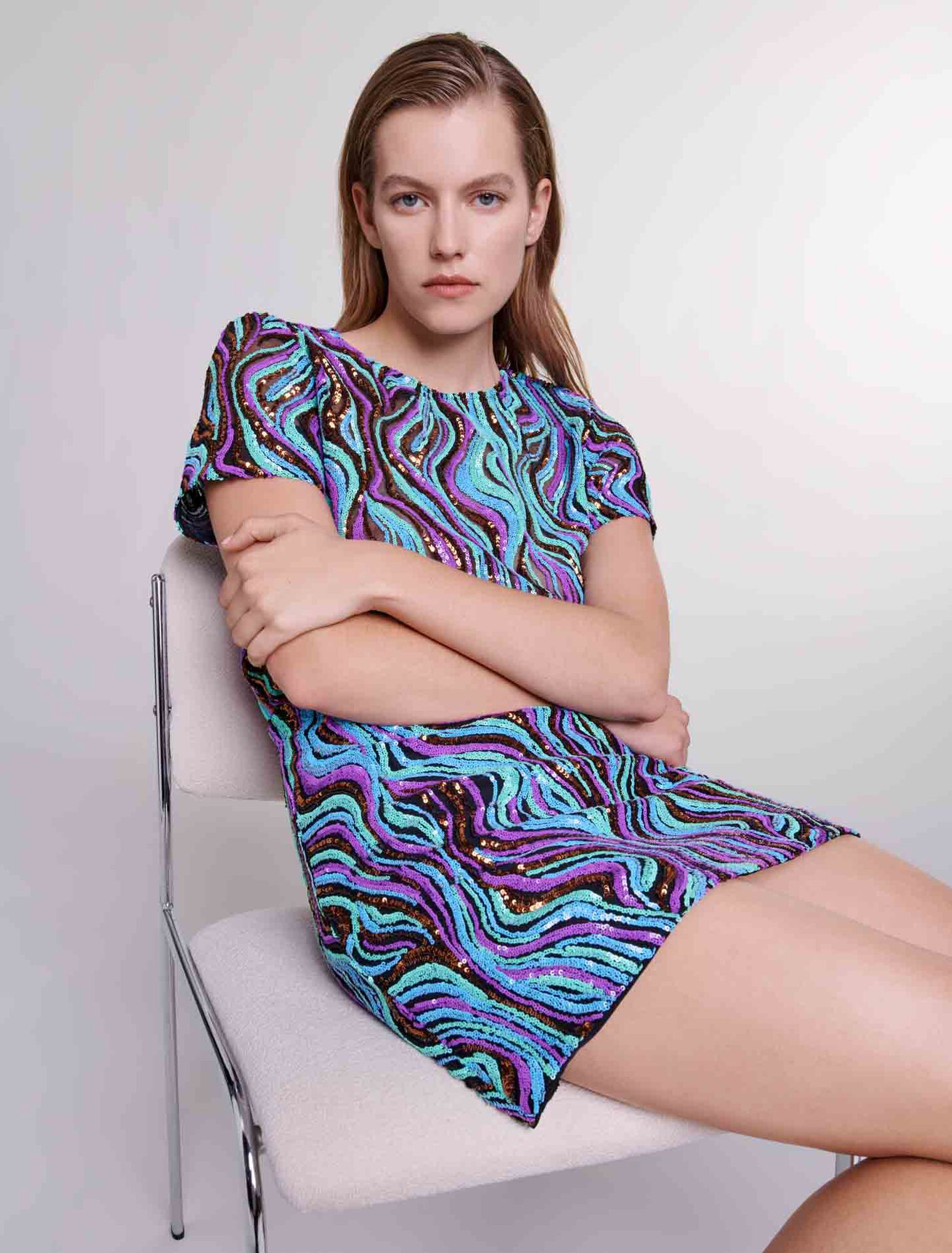 Trompe l'œil sequin mini dress