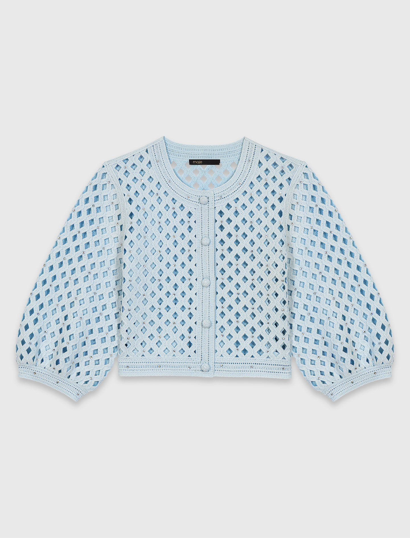 Rhinestone crochet cardigan Blue For Women | Maje