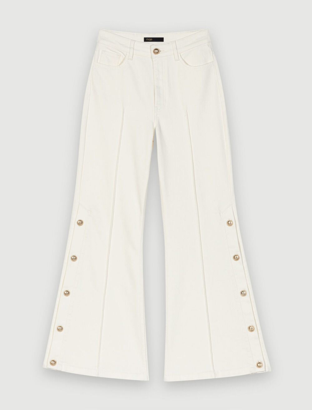 Wide-leg pants with side buttons