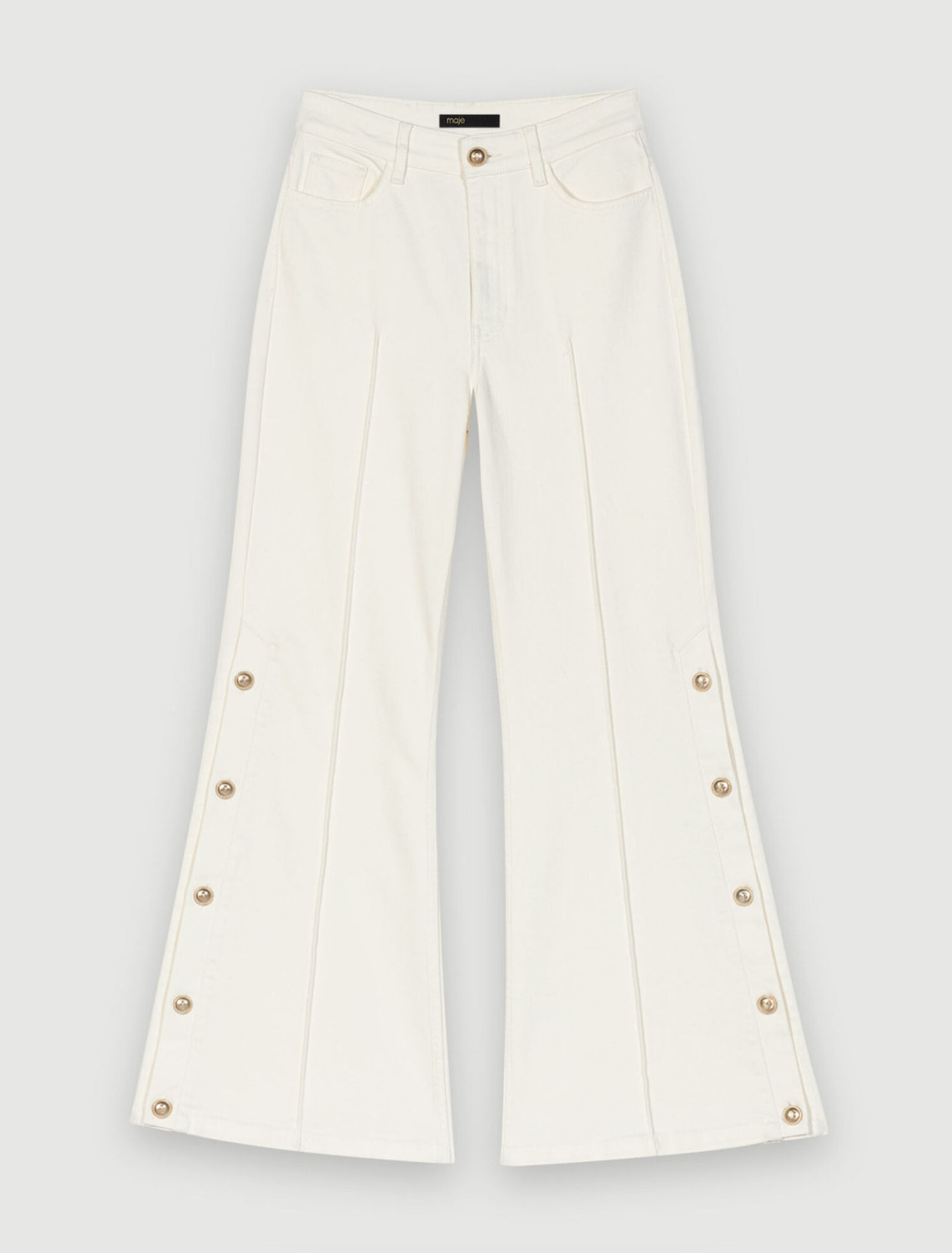 Wide-leg pants with side buttons