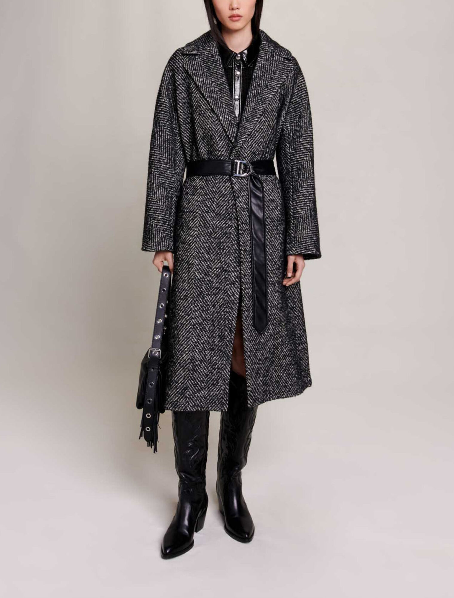 Long herringbone coat