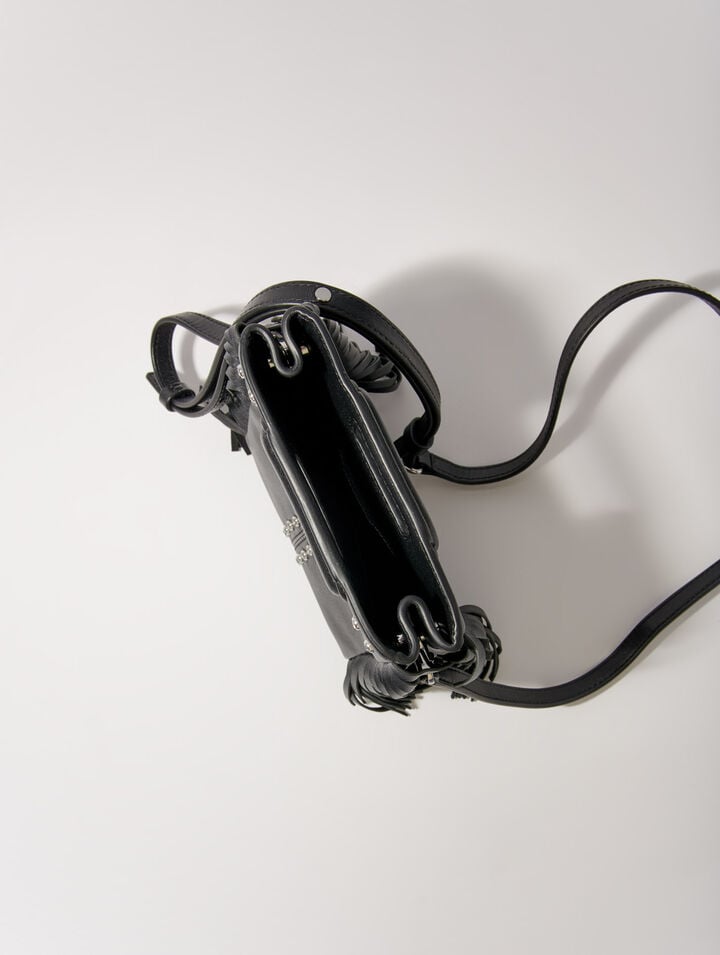 M mini leather bag with fringes