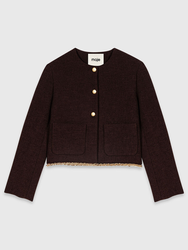 Tweed jacket with chain trim