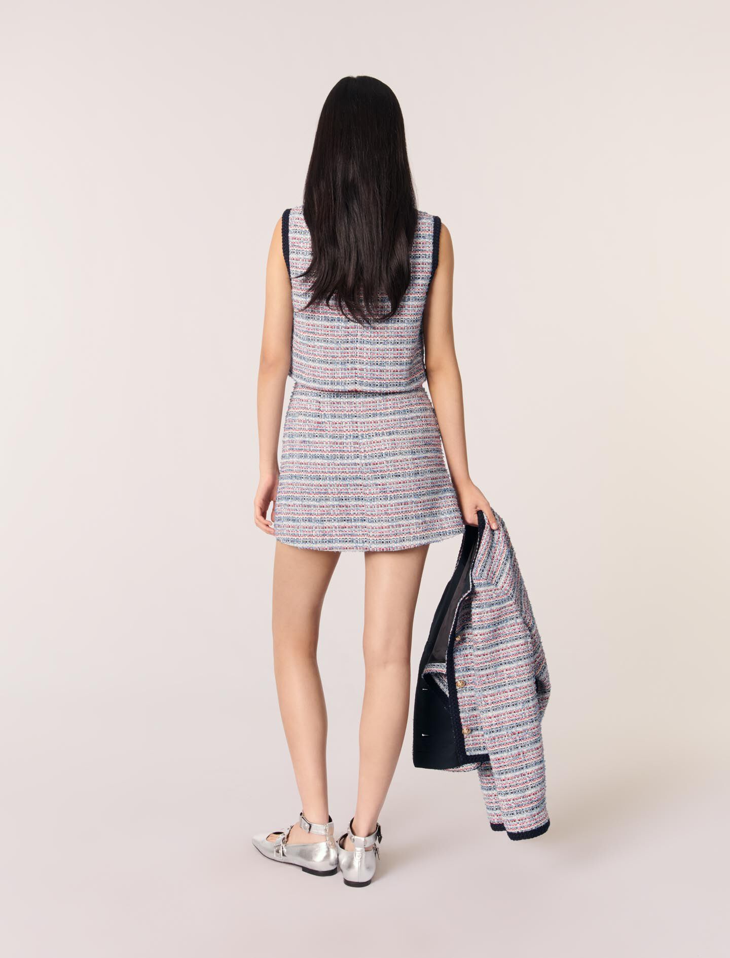 MAJE [マージ] Two-in-one Knit Mini Dress Jacquard knit mini dress Bicolor For Women | Maje