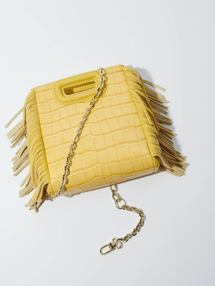 Mini embossed-leather M bag with chain