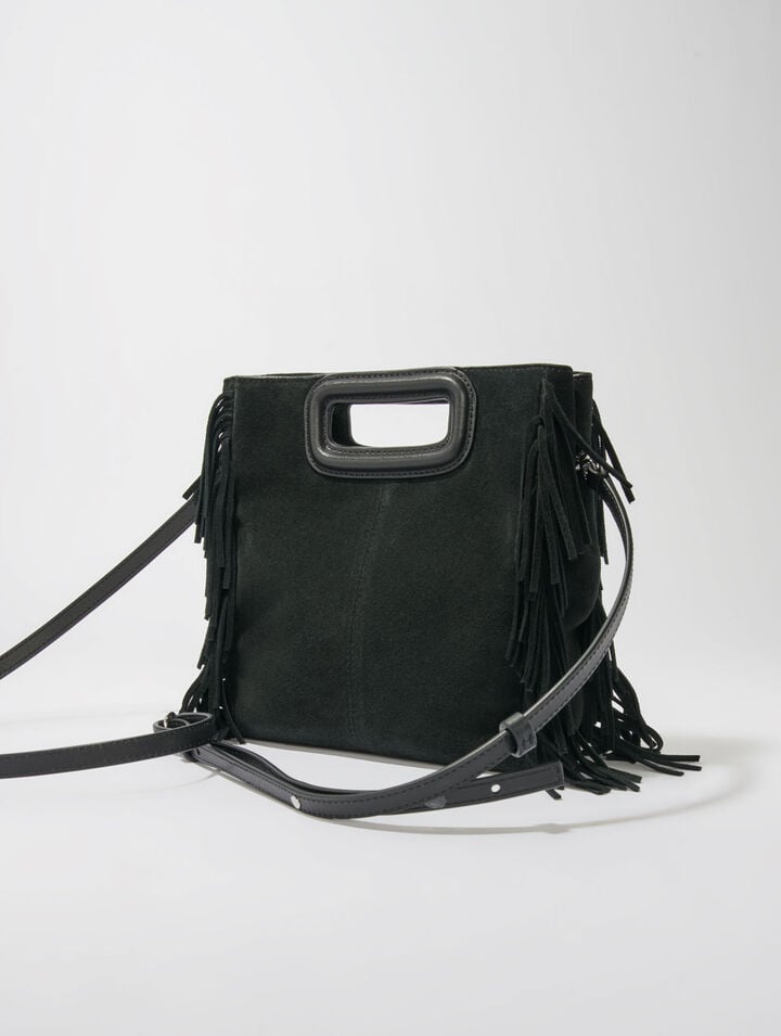 Fringed leather M bag