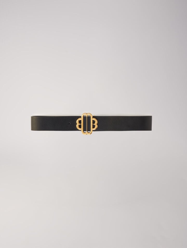Leather belt with Clover logo