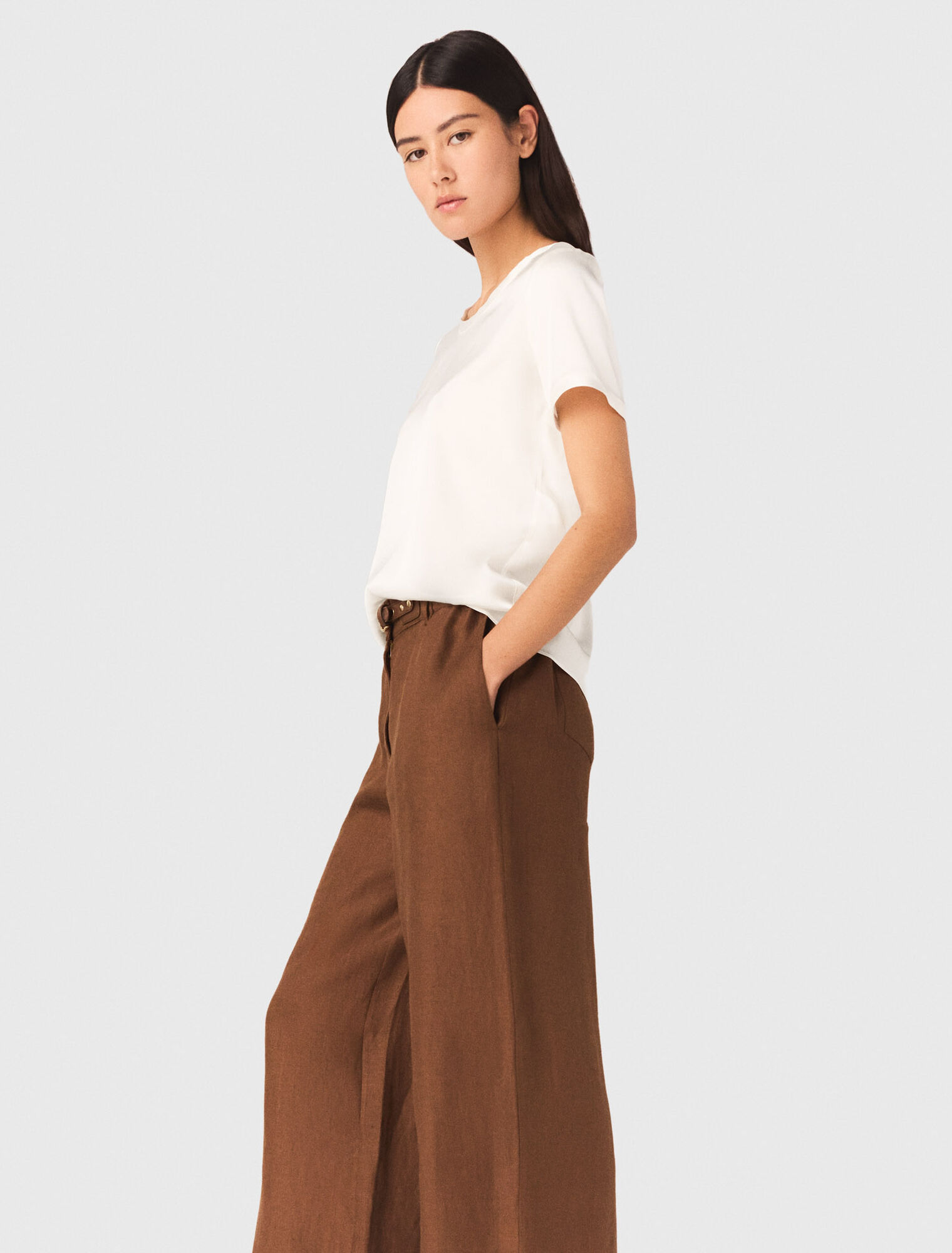 Short-sleeved silk top