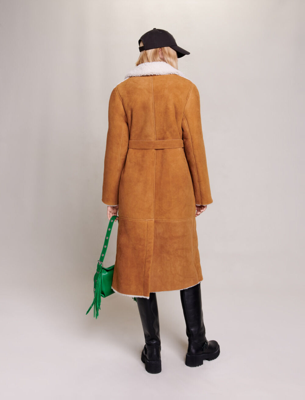 Long fleece coat Brown For Women | Maje