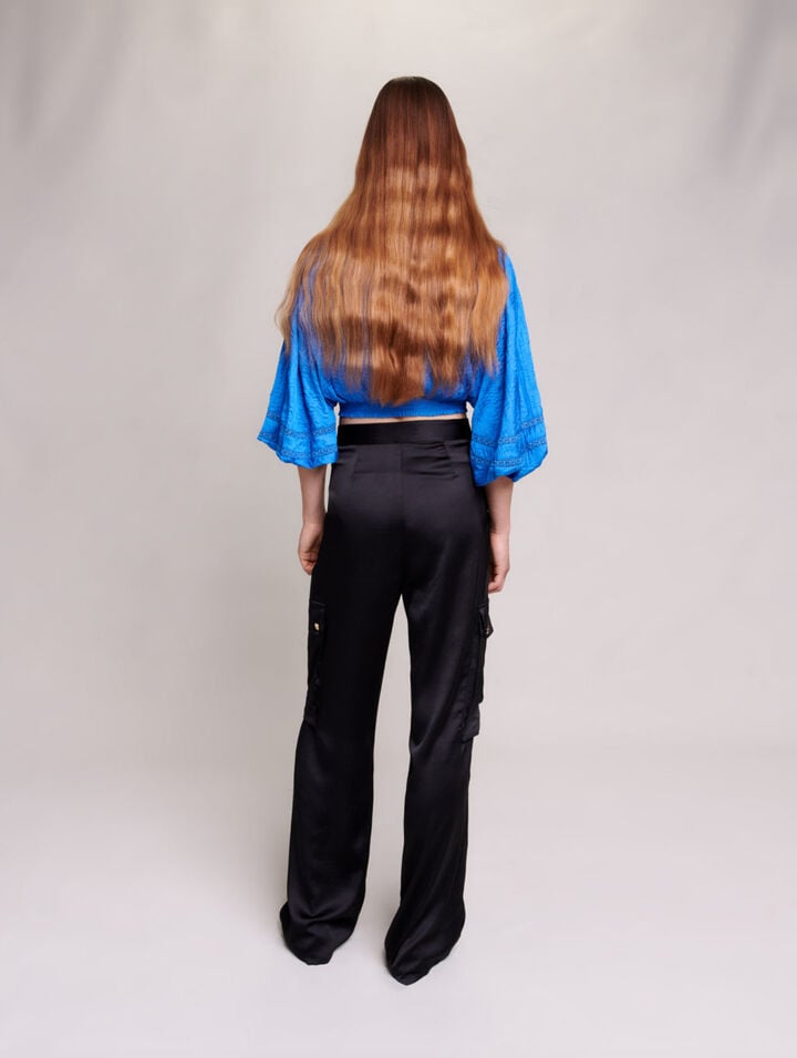 Satiny cargo trousers