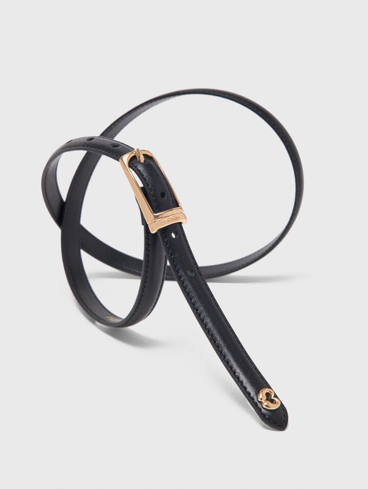 Slim leather belt