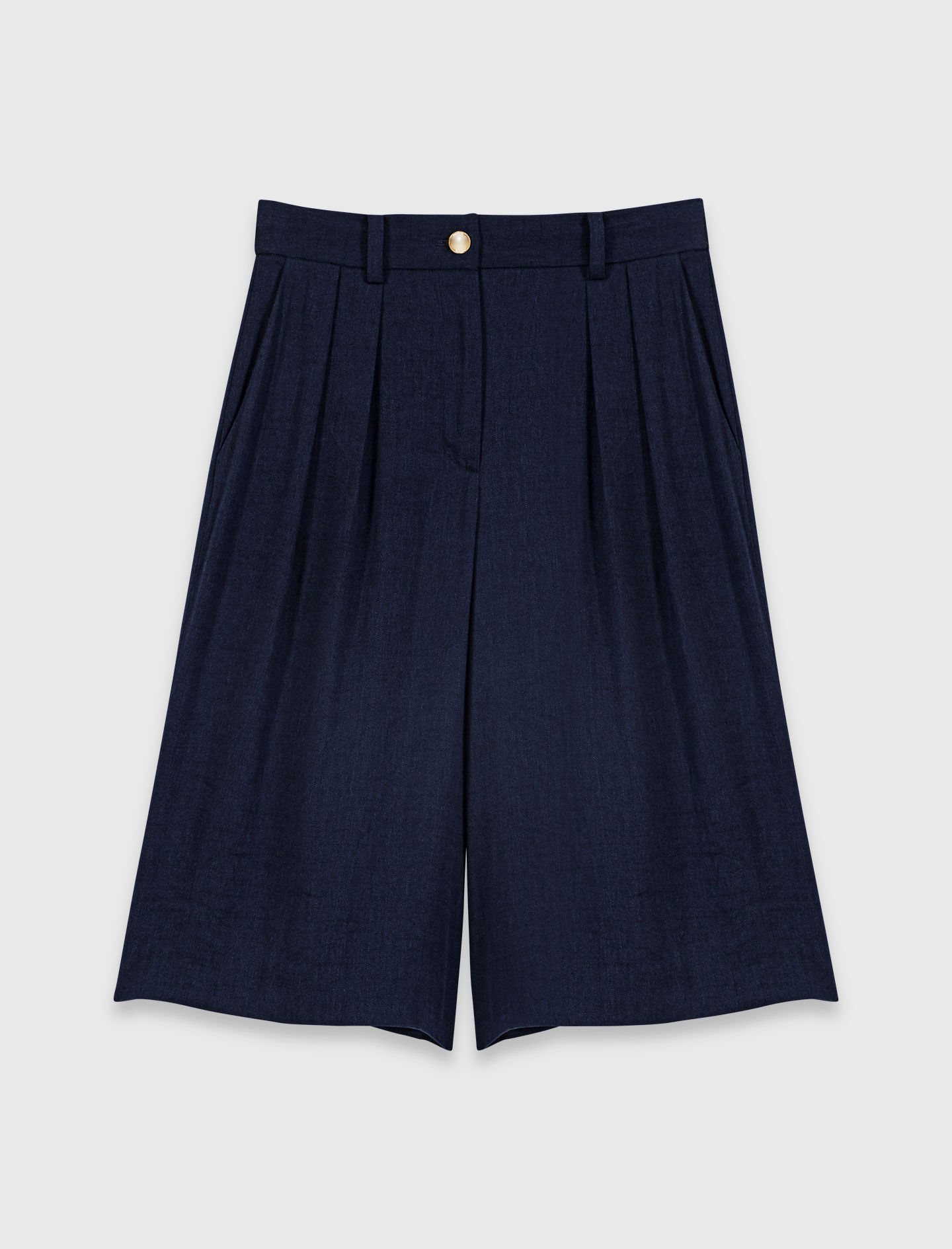 Linen-blend Bermuda shorts Blue For Women | Maje