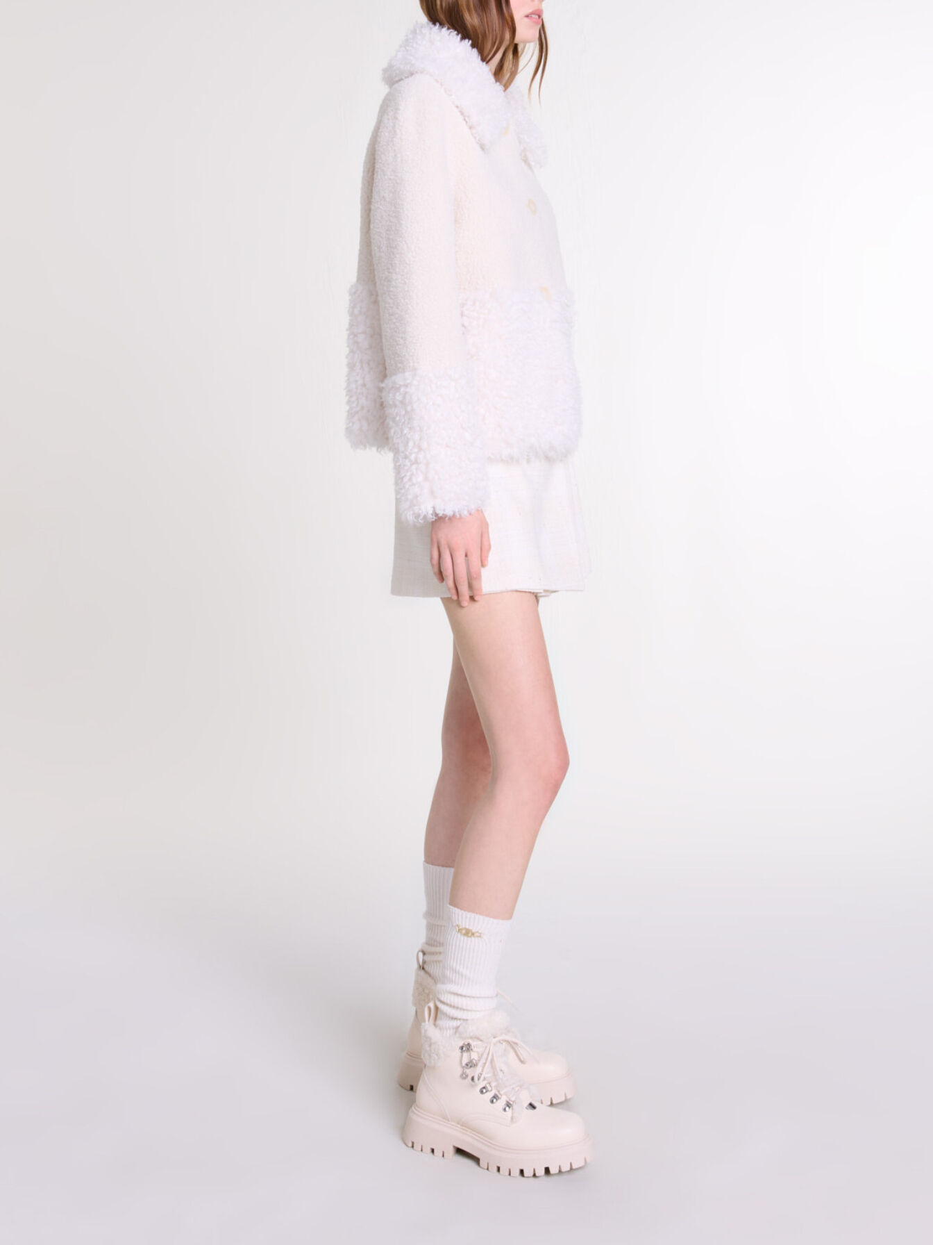 Short fake fur coat White For Women | Maje
