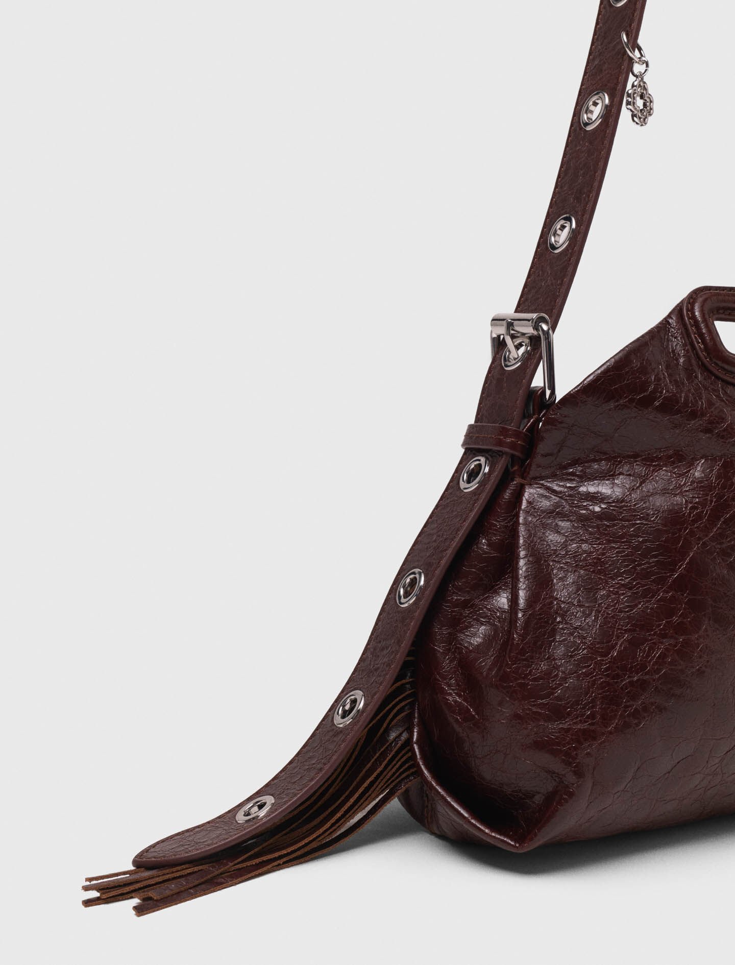 Crackled leather Miss M bag Brown For Women | Maje