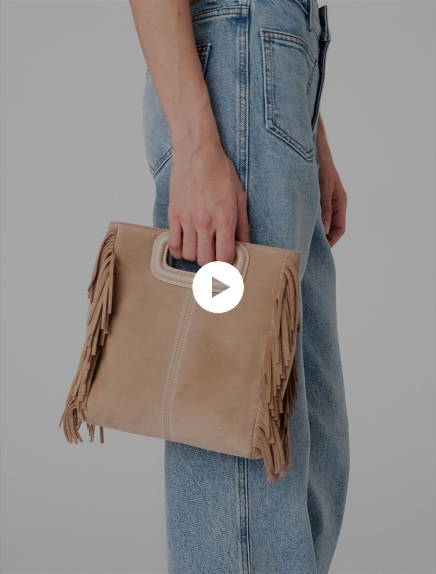 Fringed M bag in suede