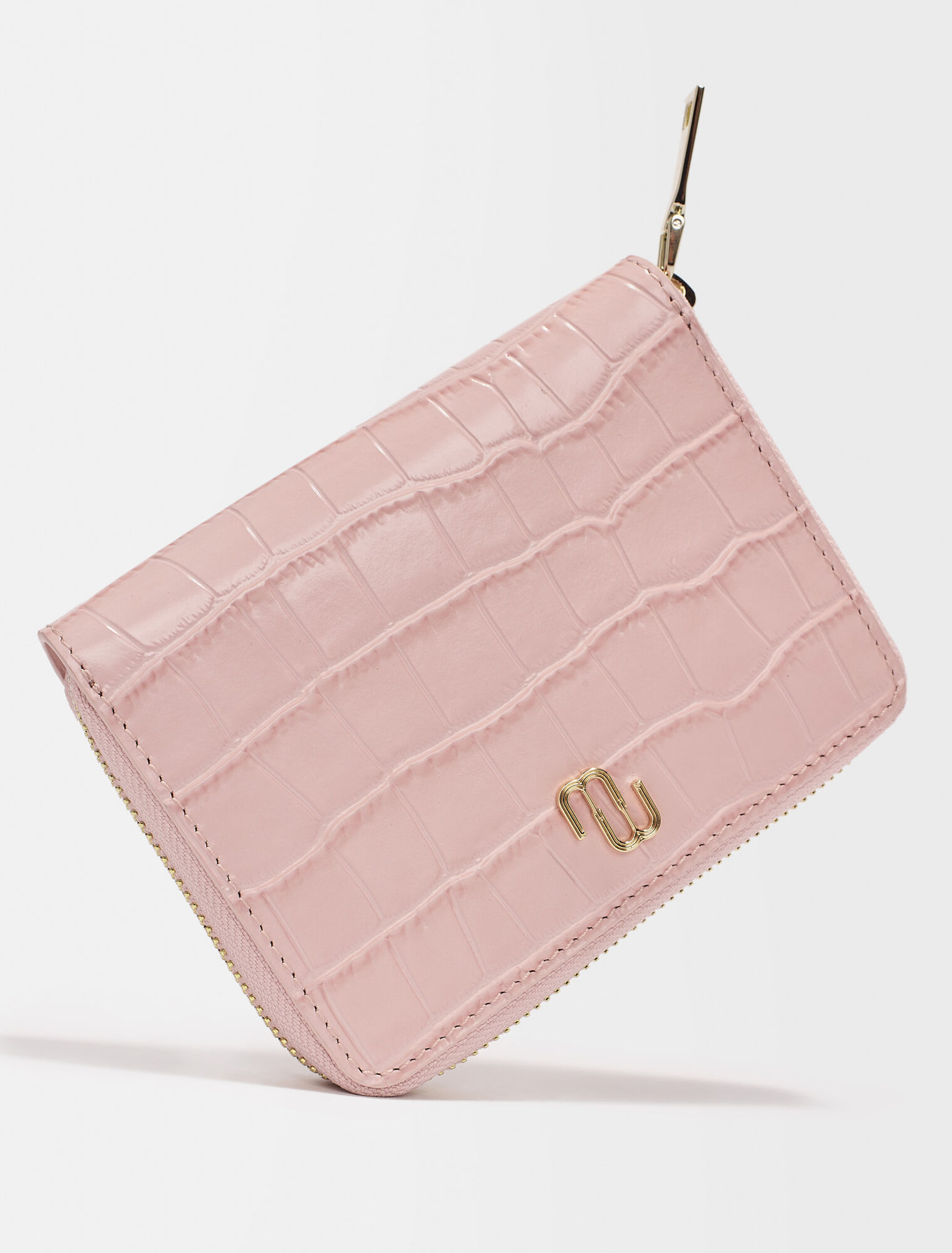 Croc-effect embossed leather wallet
