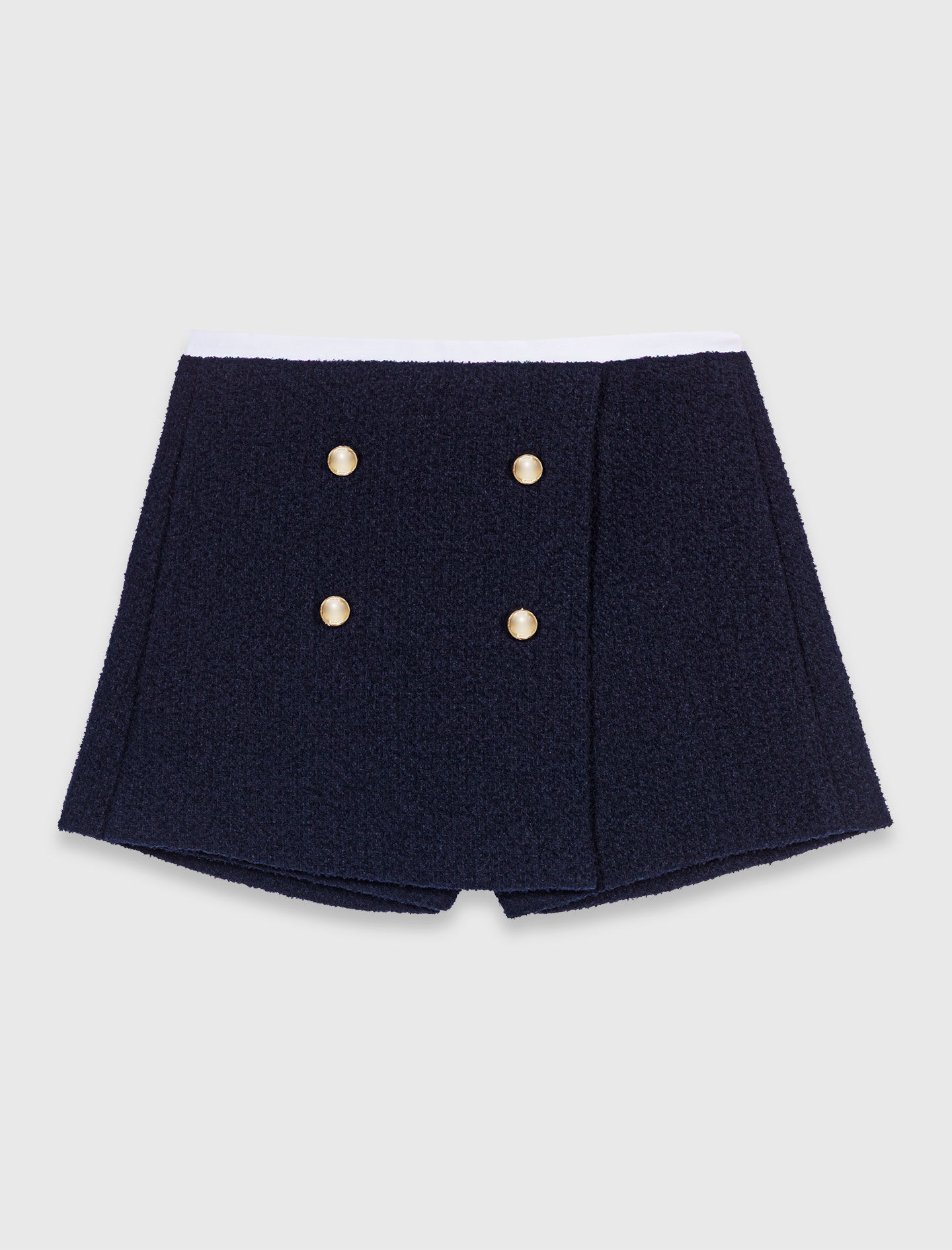 ★ SPAO★ Tweed Shorts SPTHF23W03 Tweed shorts with contrast band Blue For Women | Maje