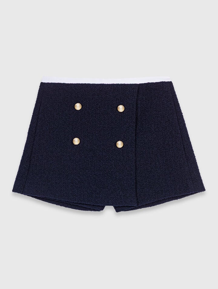 Tweed shorts with contrast band