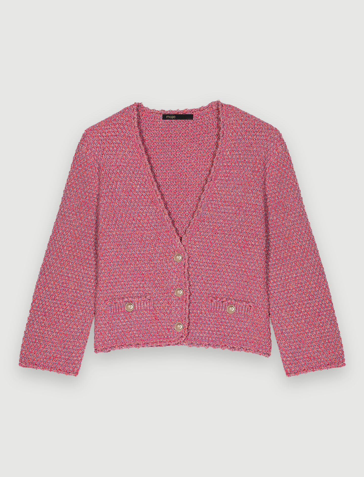 Tweed-effect knit cardigan