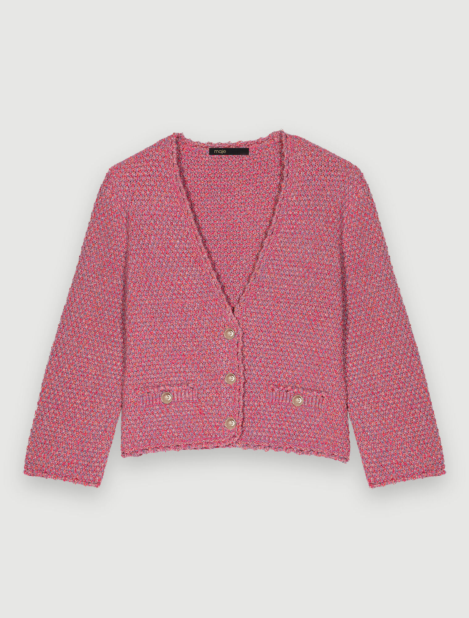 Tweed-effect knit cardigan