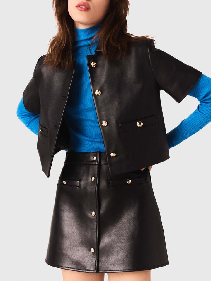 Cropped leather jacket
