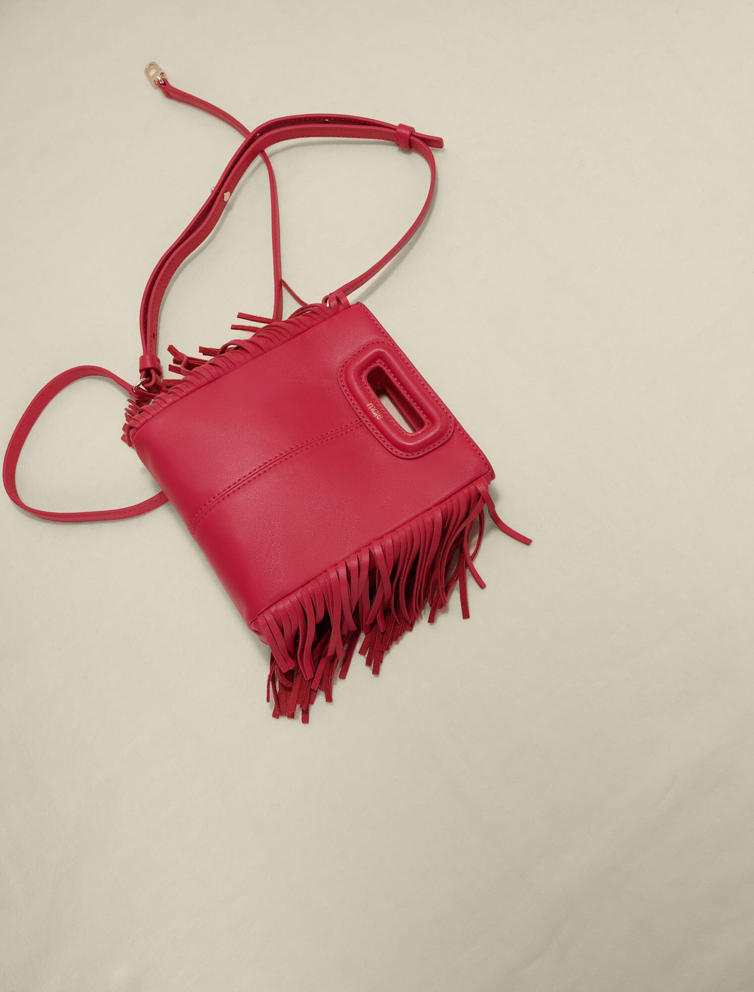 Leather mini M bag with chain