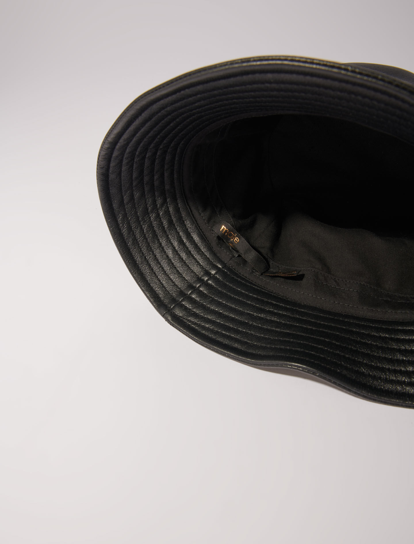 Leather bucket hat Black / Gray For Women | Maje Leather bucket hat Black / Gray For Women | Maje