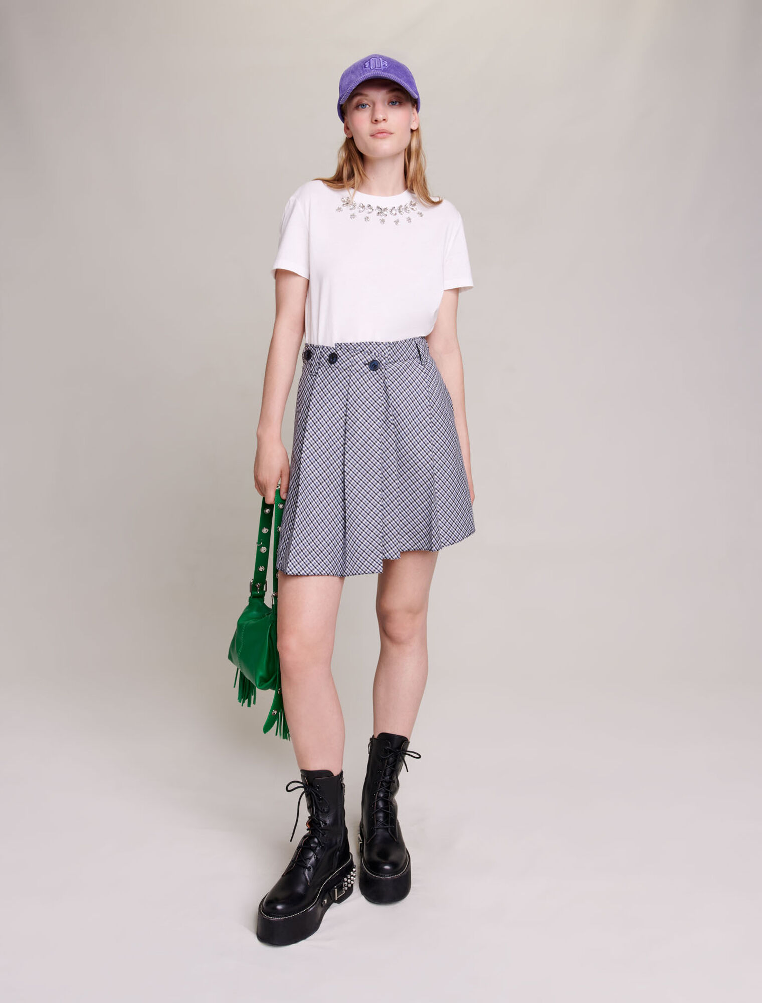 100% cotton T-shirt with rhinestones