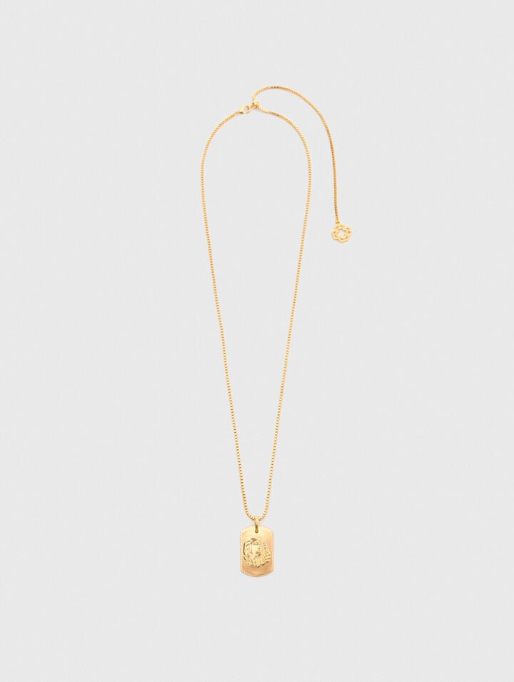 Zodiac sign plaque necklace