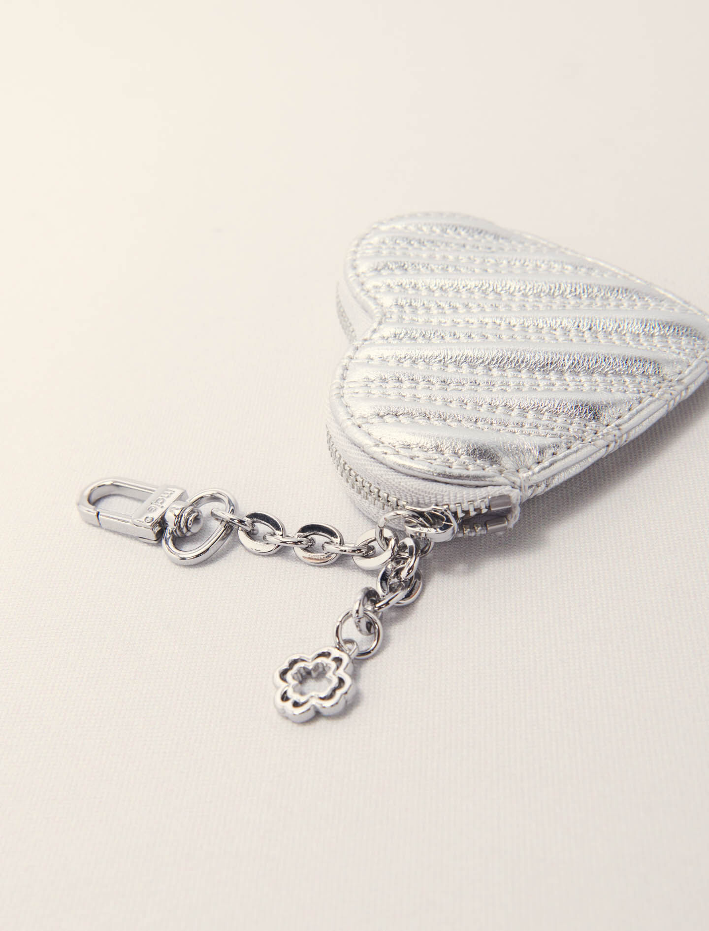 Quilted metallic heart purse Black / Gray For Women | Maje