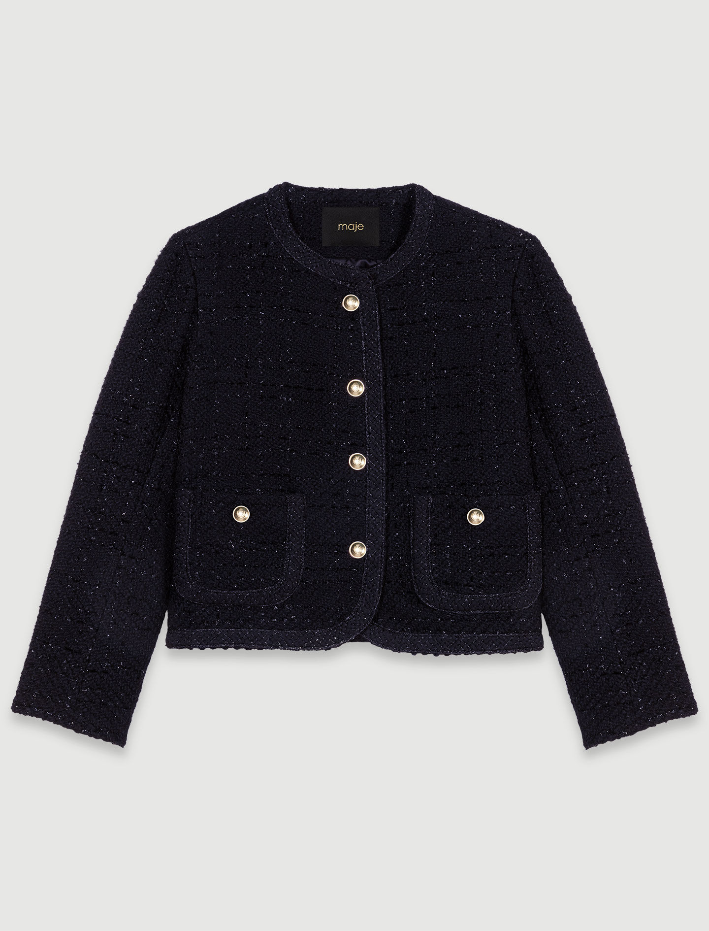 Short tweed jacket Black / Gray For Women | Maje